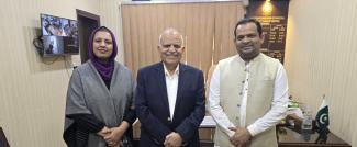 Photo Left to Right: Sarwat Nasim Shah, Zaigham Mahmood Rizvi, Kanwar Shujat Ali District Election Commissioner Central